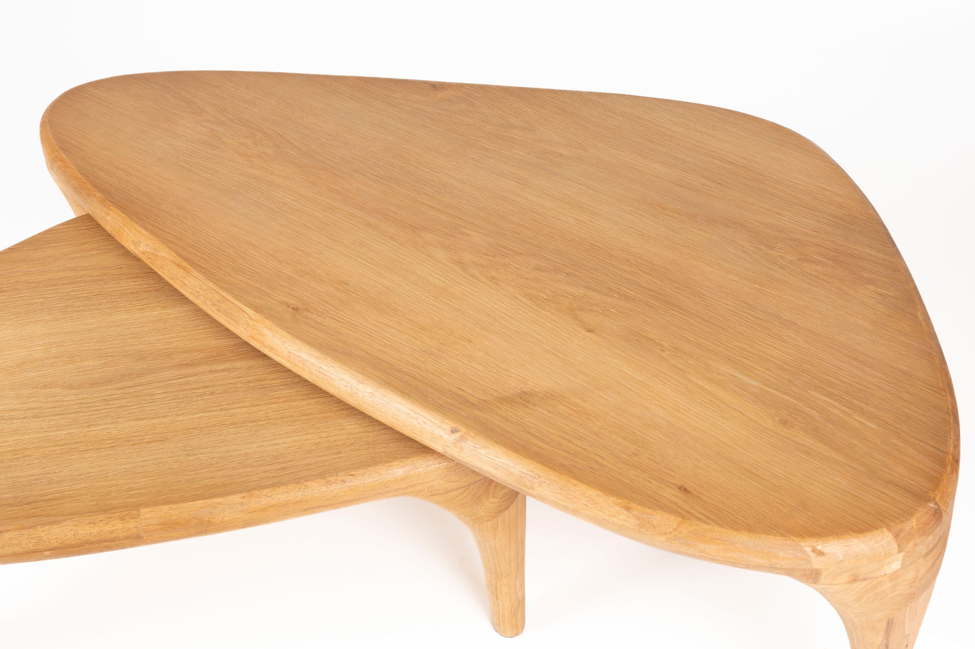 Zuiver Set of 2 Isla Natural Oak Wood Coffee Table Nest